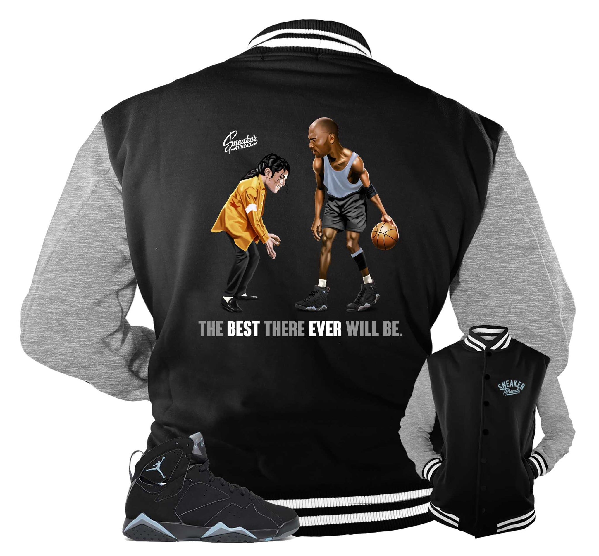 Retro 7 Chambray Varsity Jacket - The Best - Black