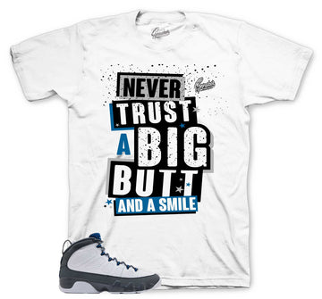 Retro 9 Flint Grey Shirt - Never Trust - White