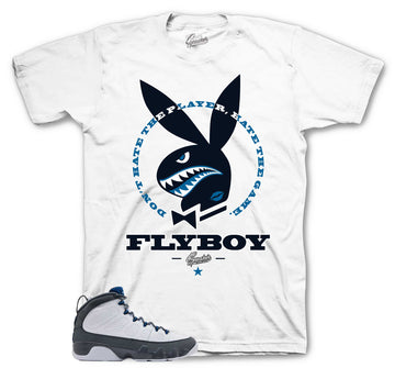 Retro 9 Flint Grey Shirt - Flyboy - White