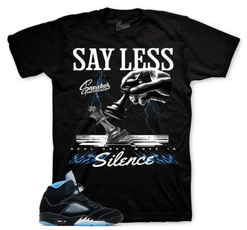 Retro 5 Black University Blue Shirt - Say Less - Black
