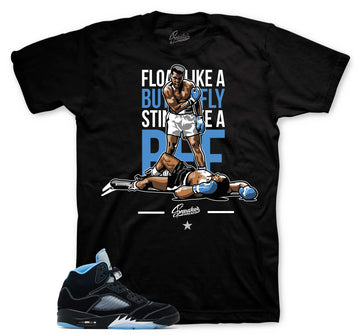 Retro 5 Black University Blue Shirt - Champ - Black
