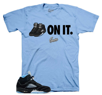 Retro 5 Black University Blue Shirt - Five On it - University Blue