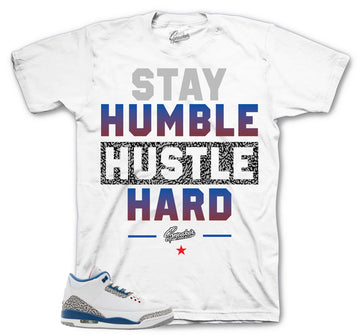 Retro 3 True Blue Shirt - Stay Humble - White