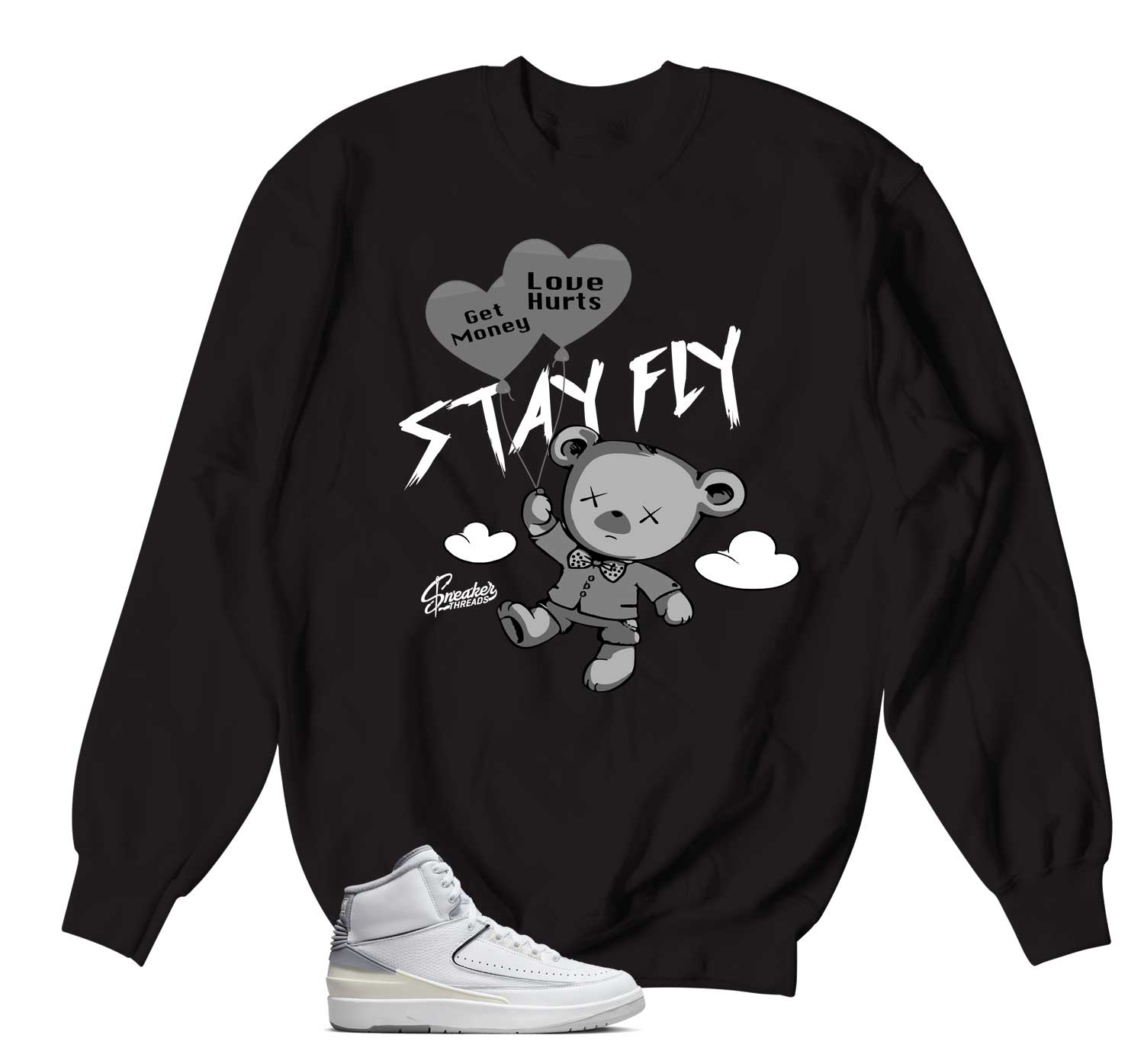 Retro 2 Cement Grey Sweater - Money Over Love - Black