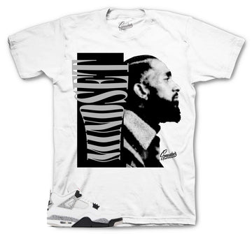 Retro 4 White Cement Shirt - Mindset - White