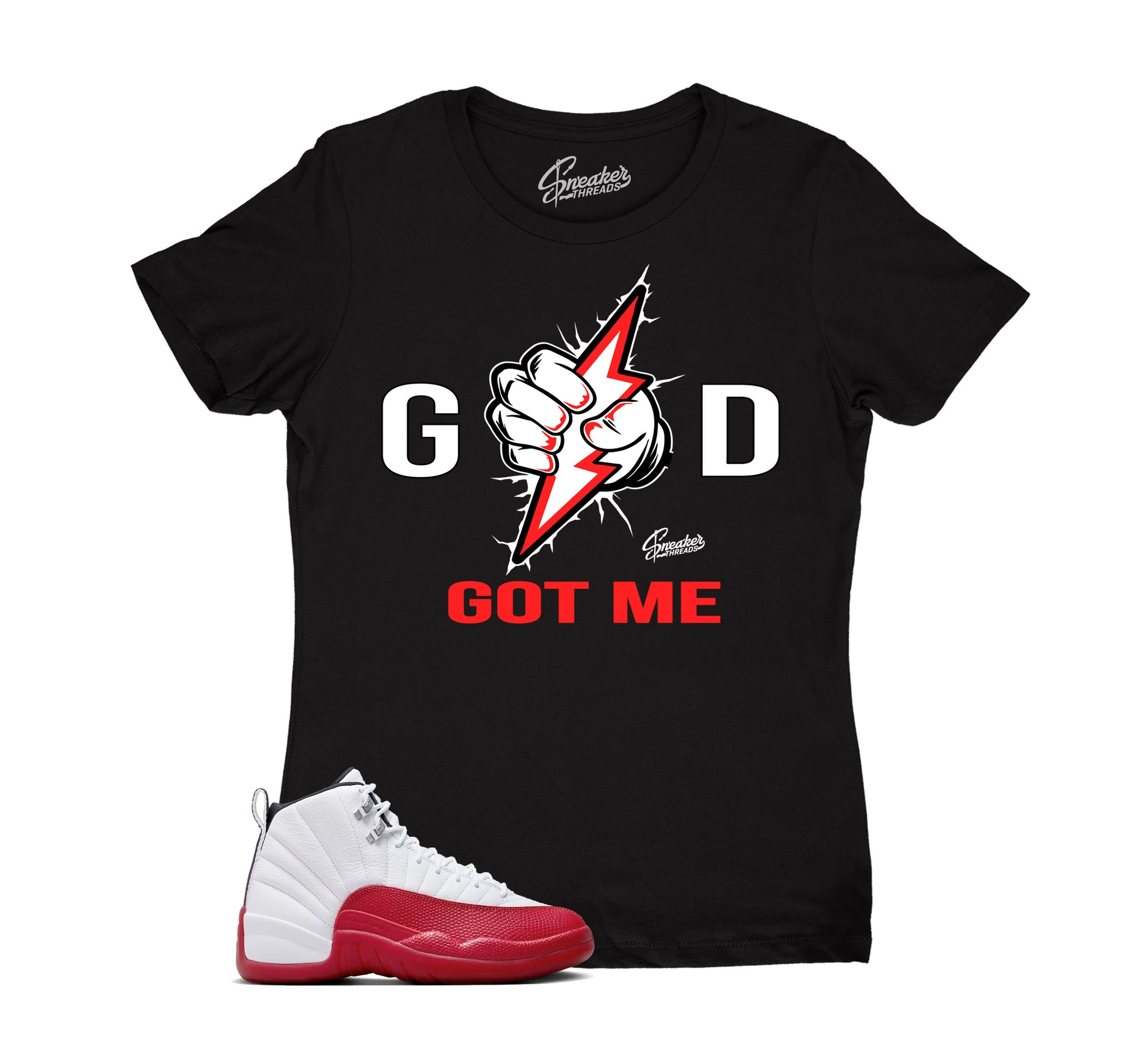 Womens Cherry 12 Shirt - God Got Me - Black