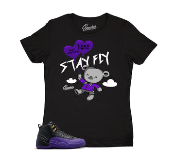 Womens Field Purple 12 Shirt - Money Over Love - Black