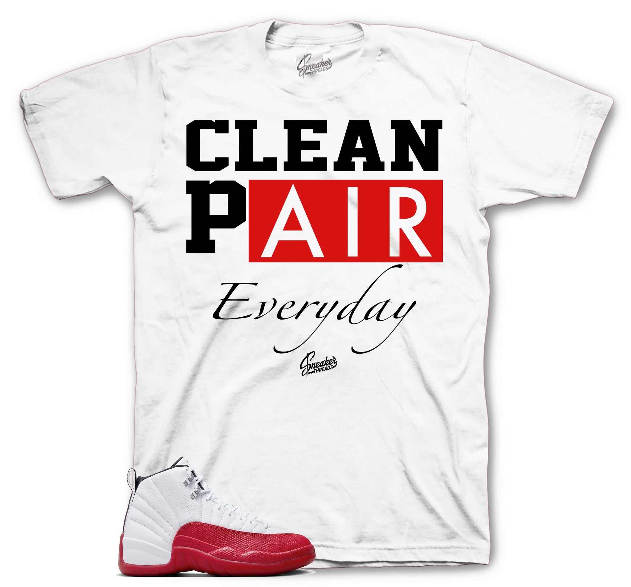 Retro 12 Cherry Shirt - Clean Pair - White