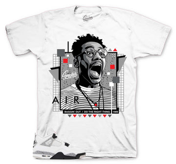 Retro 4 White Cement Shirt - Bugn Out - White