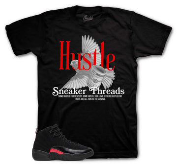 Retro 12 Bloodline Shirt - Hustle Bird - Black