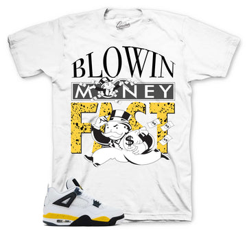 Retro 4 Tour Yellow Shirt - Blowing Money - White