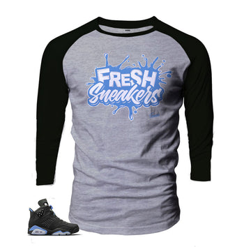 Jordan 6 UNC raglan shirts match | Lon sleeve tees match.