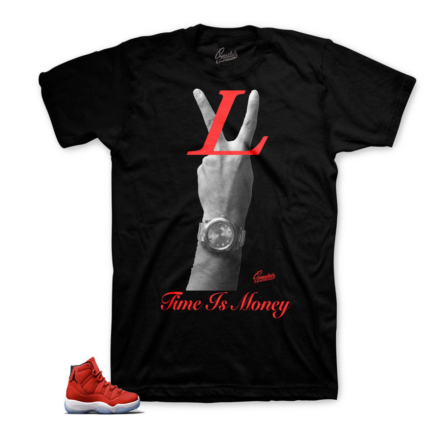 Jordan 11 win like 96 match shoes | Time is money sneaker tee.