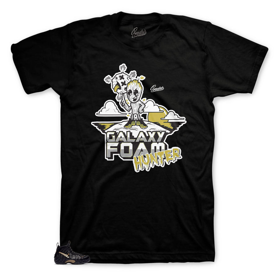 Galaxy shirt match Foamposite Black gold pro