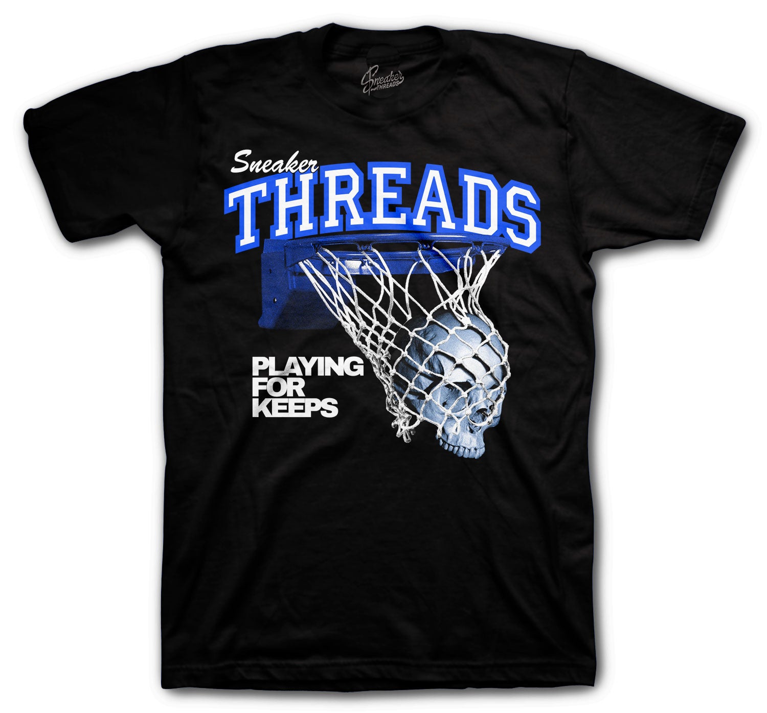 Retro 3 Racer Blue Shirt - Playing For Keeps- Black