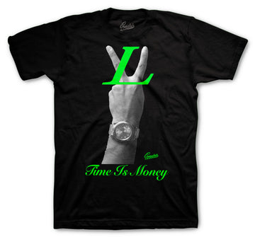 Retro 6 Electric Green Shirt - Time Is Money - Black