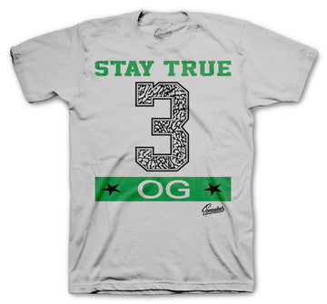 Retro 3 Pine Green Shirt - Stay True - Silver