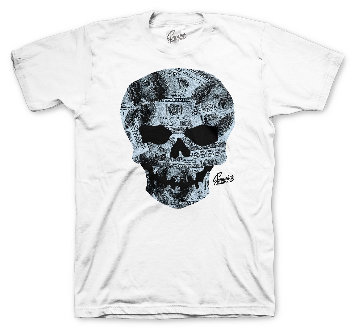 700 Blue Tint Shirt - Money Skull - White