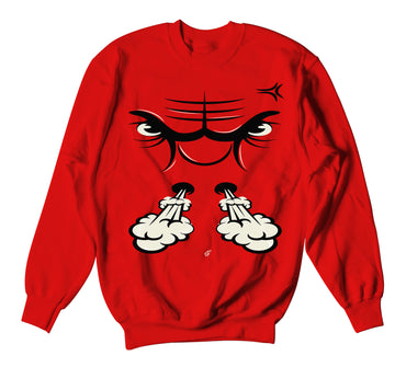 Retro 6 Carmine Sweater - Raging Face - Red