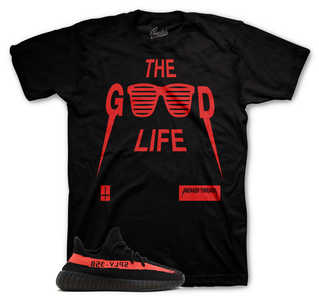 Yeezy 350 Red Stripe Sneaker Shirts - The Good Tour Shirts - Black