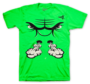 Retro 6 Electric Green Shirt - Raging Face - Green