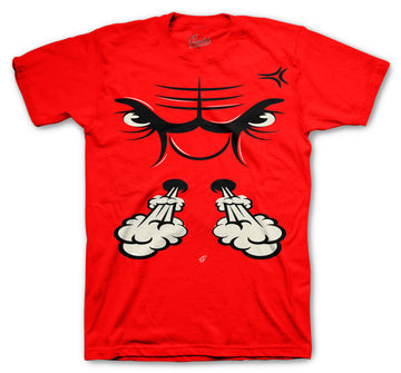 Retro 3 Red Cement Shirt - Raging Face - Red