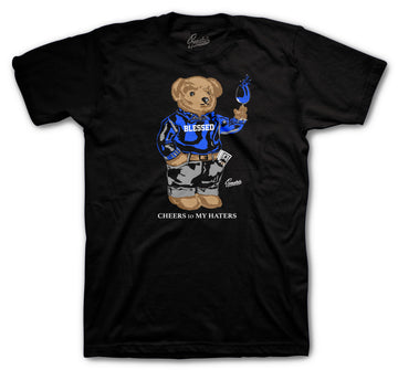 Retro 3 Racer Blue Shirt - Cheers Bear - Black