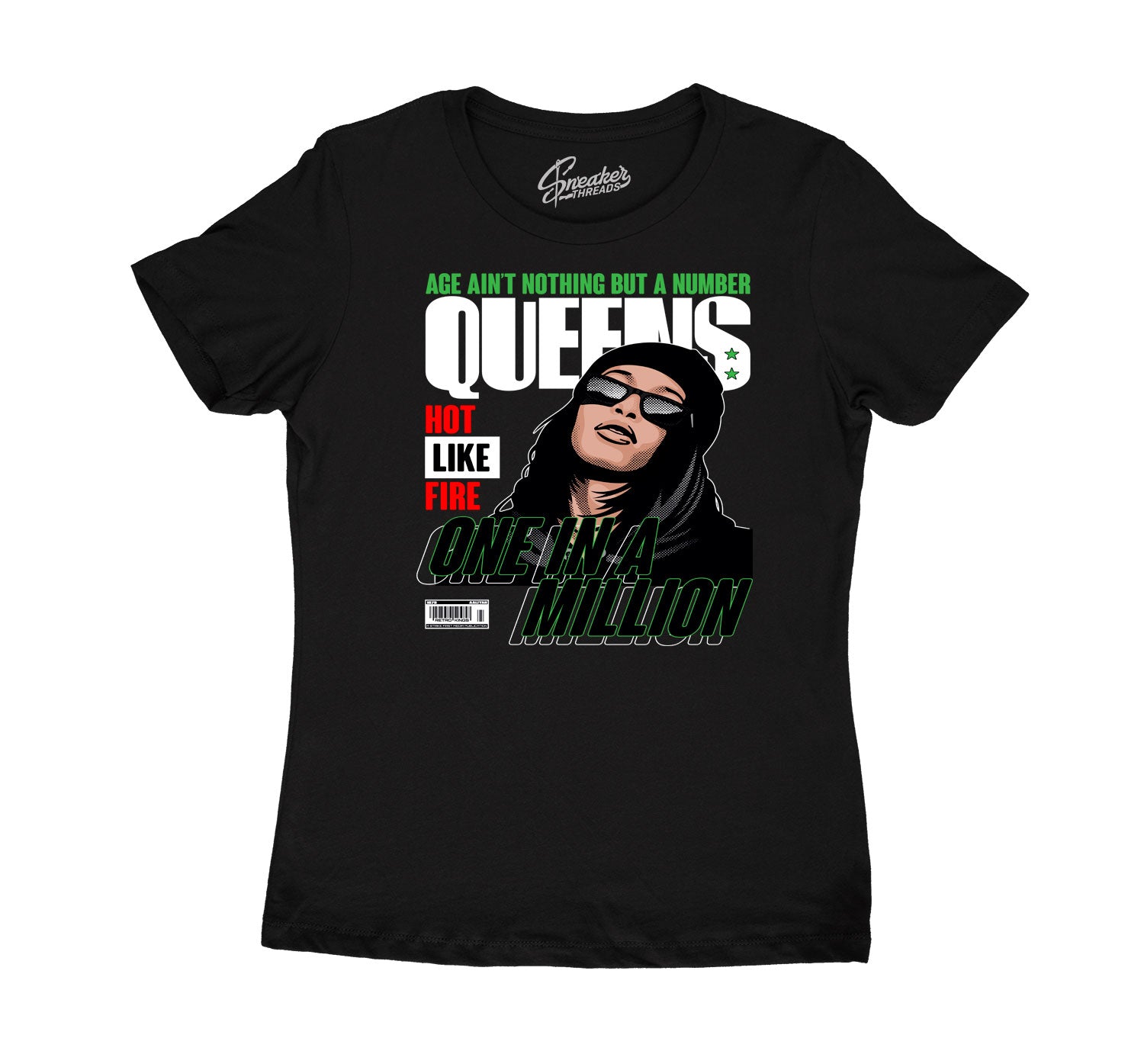 Womens Lucky Green 1 Shirt - Queens - Black