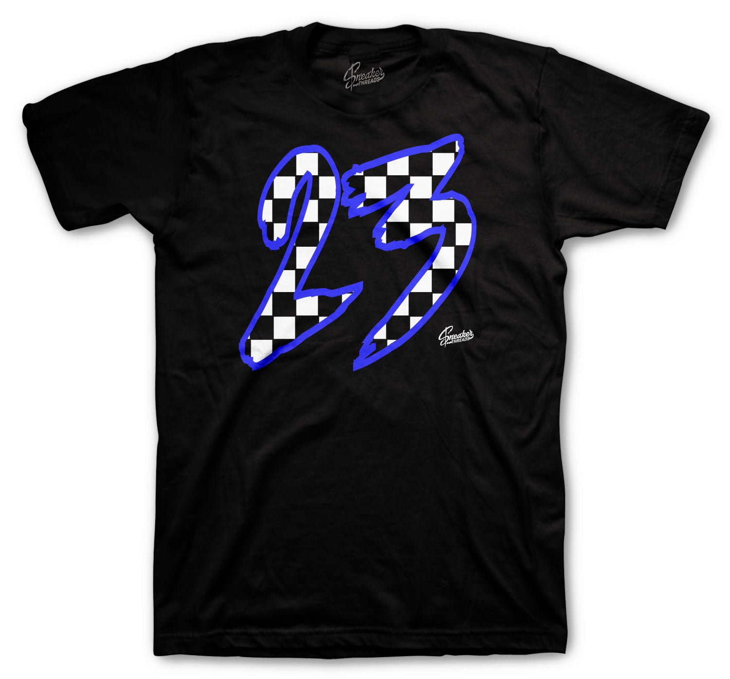 Retro 3 Racer Blue Shirt - Checkered- Black