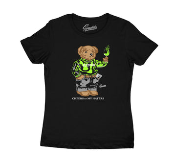 Womens Electric Green 6 Shirt - Cheers Bear - Black