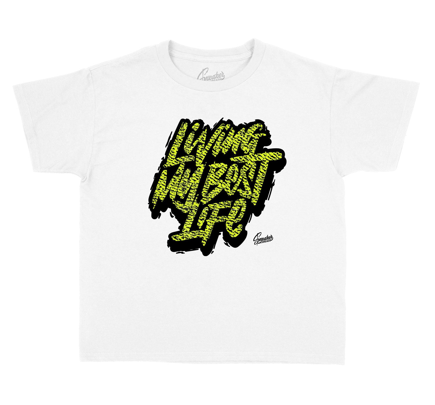 Kids Neon 4 Shirt - Living Life - White