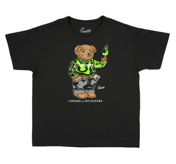 Kids Electric Green 6 Shirt - Cheers Bear - Black