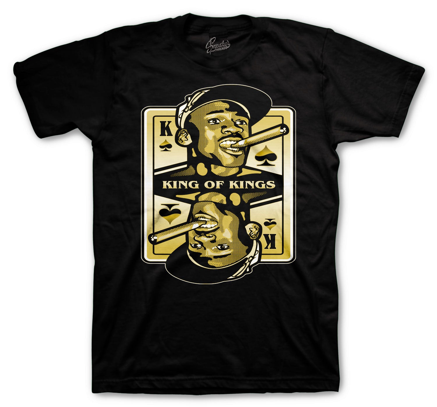 Retro 13 Gold Glitter Shirt - King Of Kings - Black