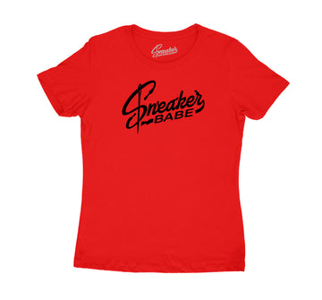 Womens Red Cement 3 Shirt - Sneaker Babe Logo - Red