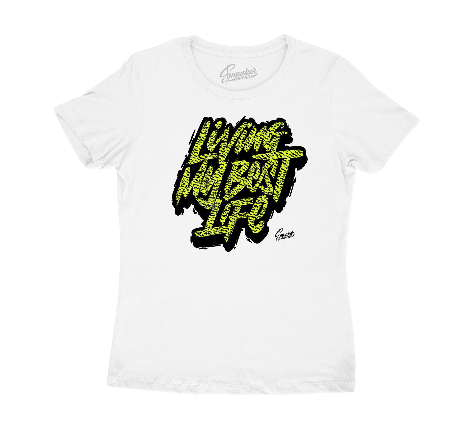 Womens Neon 4 Shirt - Living Life - White