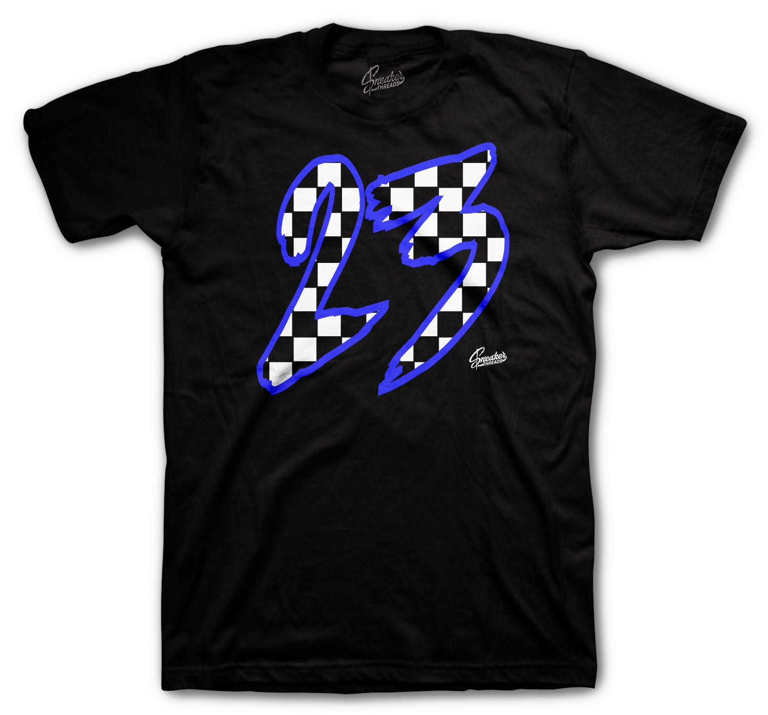Retro 5 Racer Blue Shirt - Checkered - Black