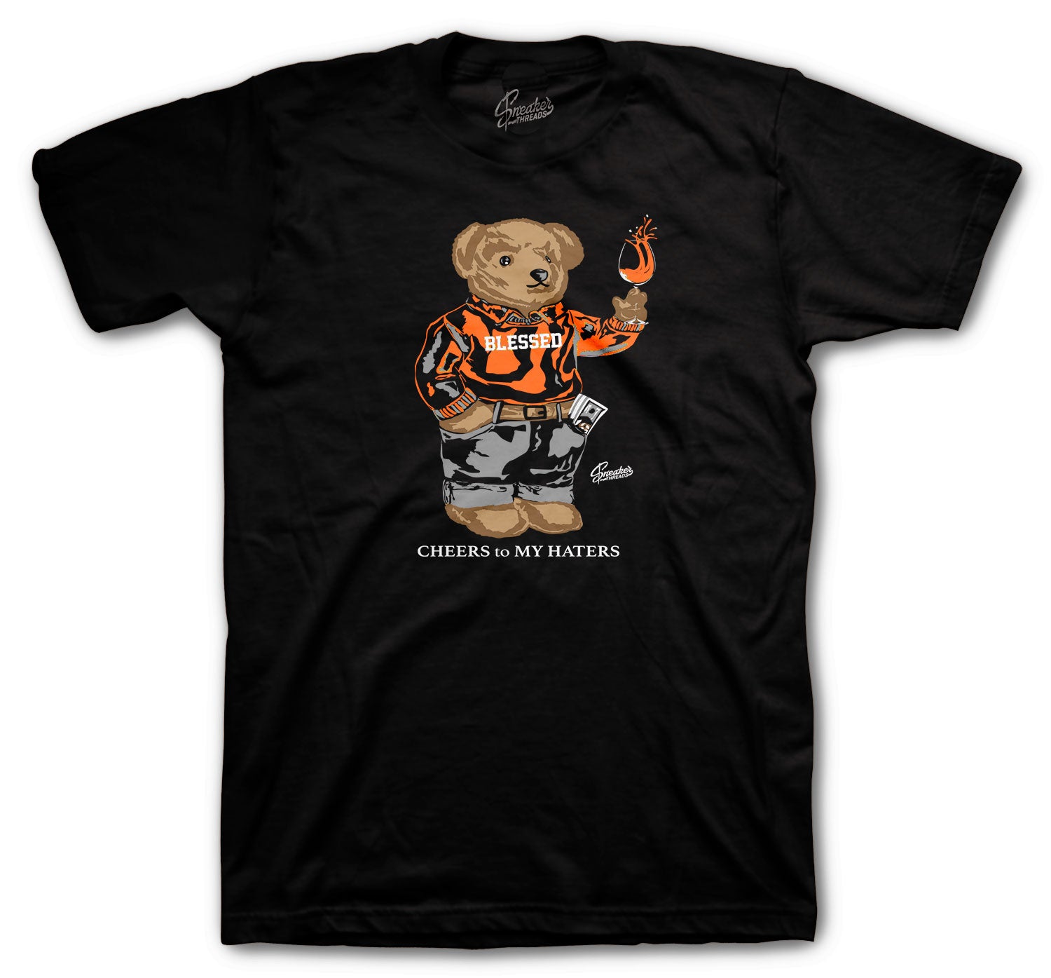 Retro 5 Orange Blaze Shirt - Cheers Bear - Black