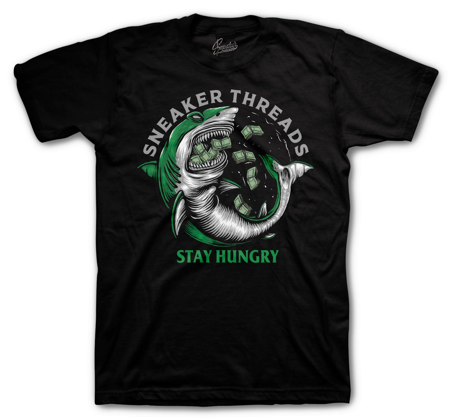 Retro 3 Pine Green Shirt - Stay Hungry - Black