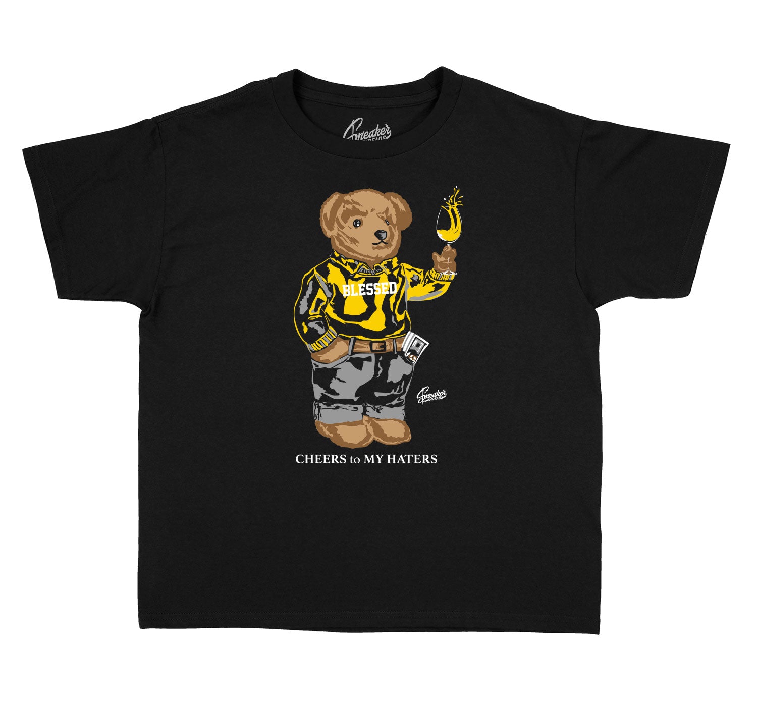 Kids University Gold 9 Shirt - Cheers Bear - Black