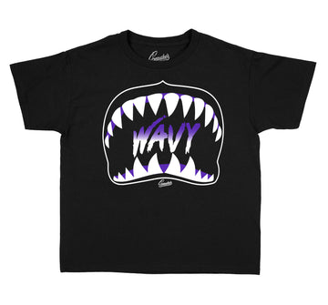 kids t shirt matches Jordan 12 dark concord sneakers