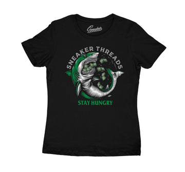 Womens Pine Green 3 Shirt - Stay Hungry - Black