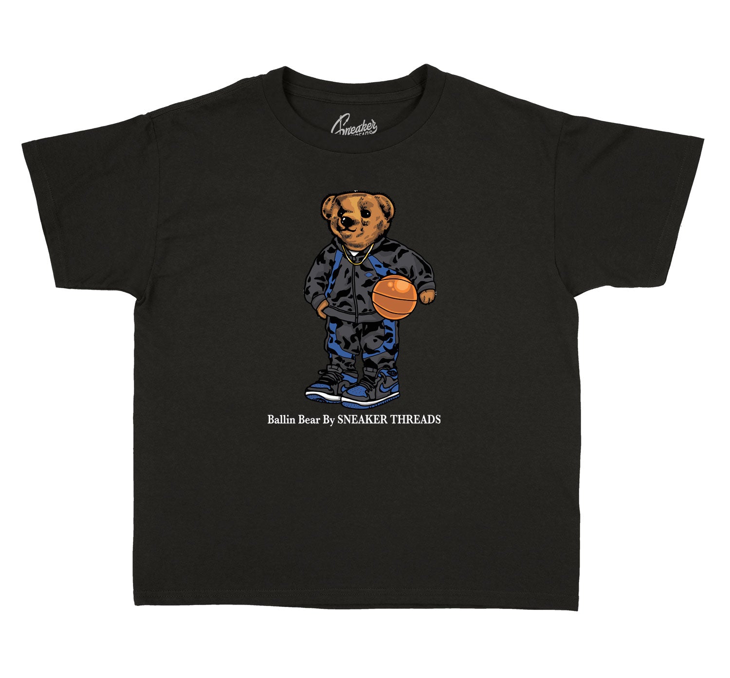 Kids Dark Marina Blue 1 Shirt - Ballin Bear - Black