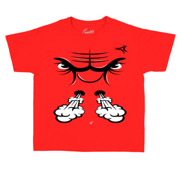 Kids Raging Bull 5 Shirt - Raging Face - Red
