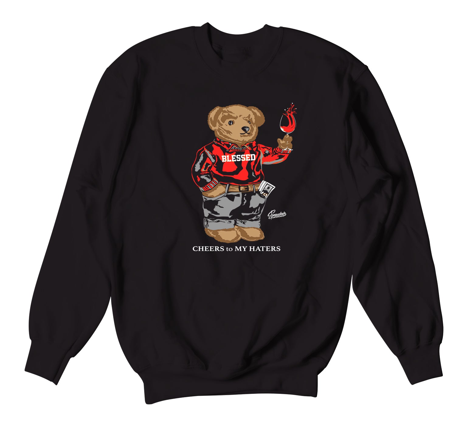 Retro 4 Red Thunder Sweater - Cheers Bear  - Black