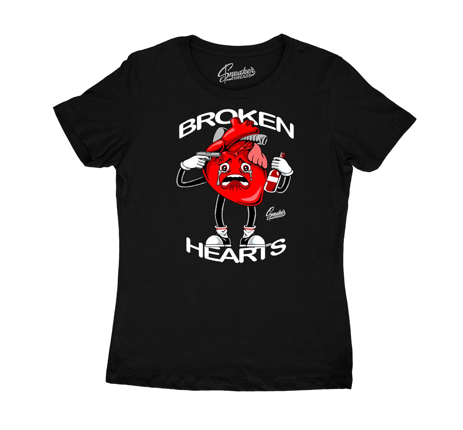 Womens Raging Bull 5 Shirt - Broken Hearts - Black