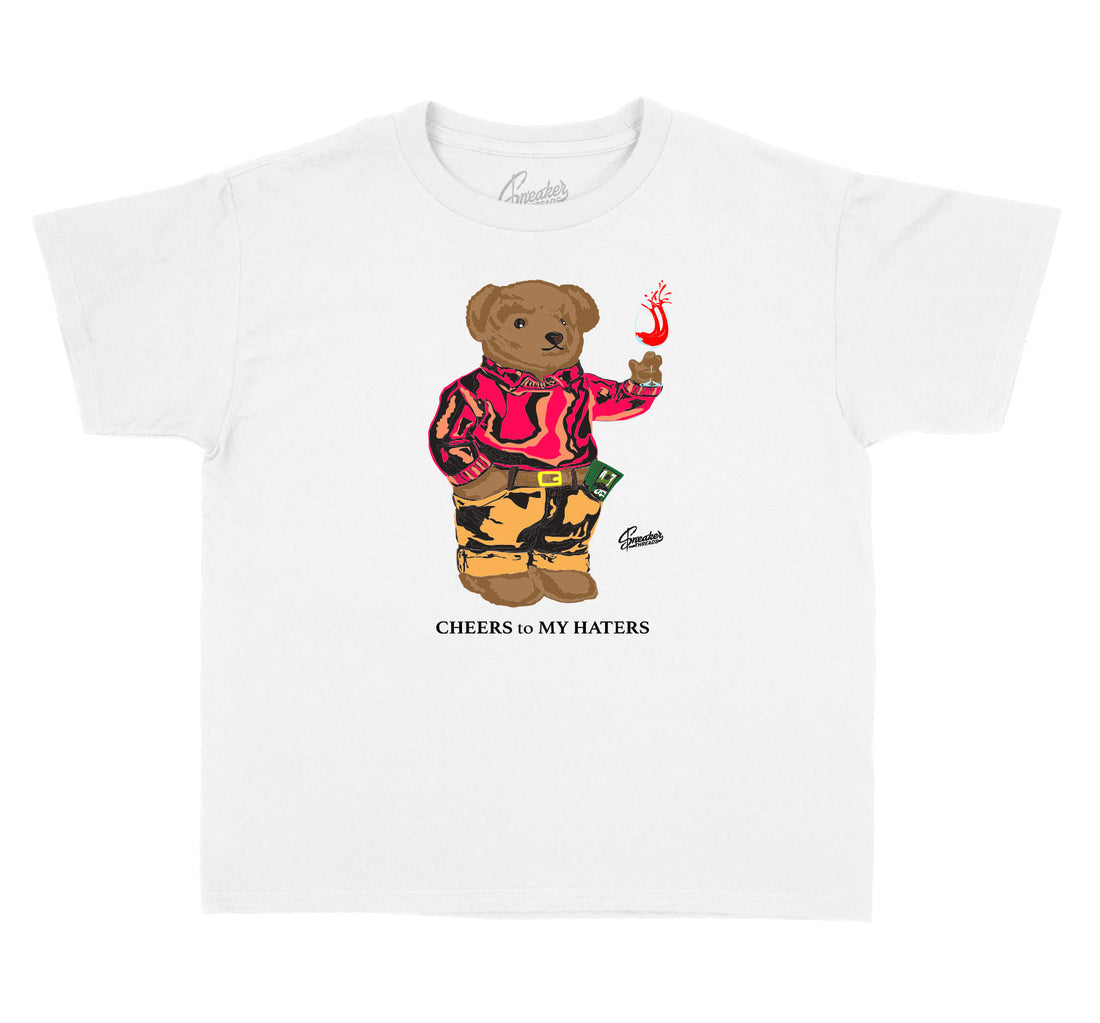 Cute Cheers Bear kids shirts to match Jordan 12 Hot Punch
