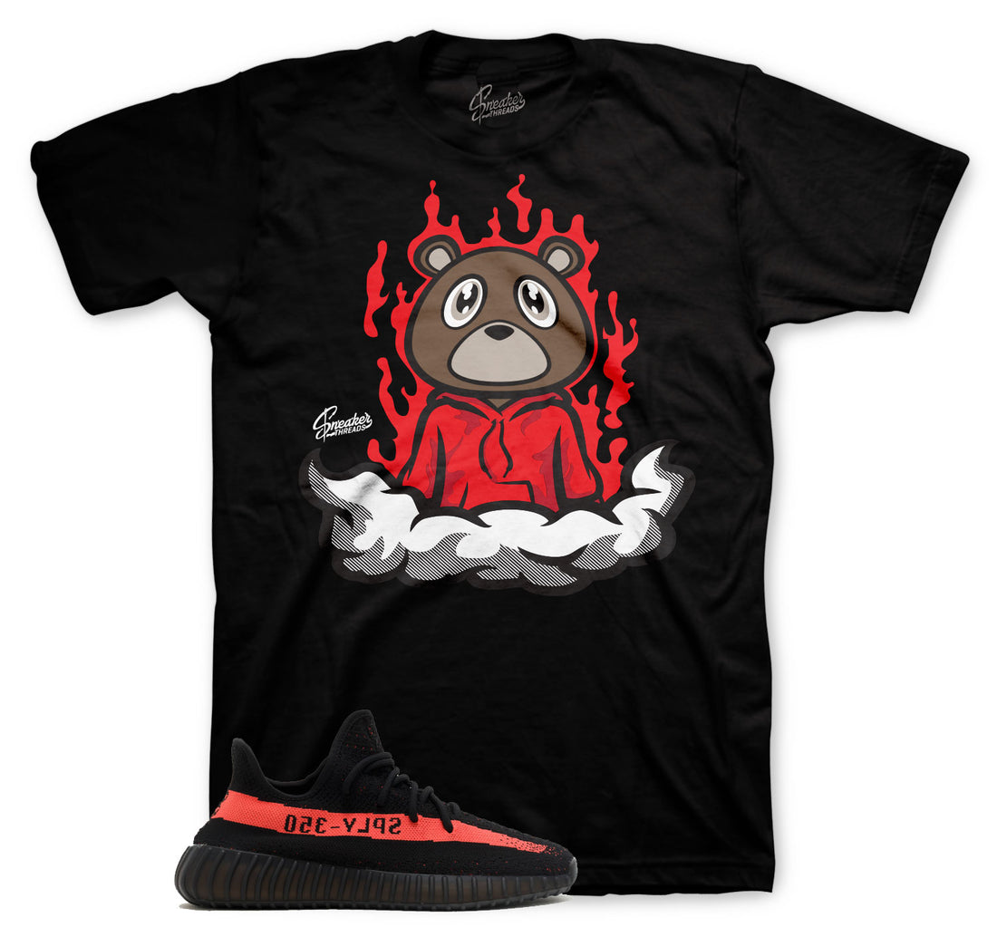 Yeezy 350 Red Stripe Sneaker Tees - Fly Bear Sneaker Shirt - Black