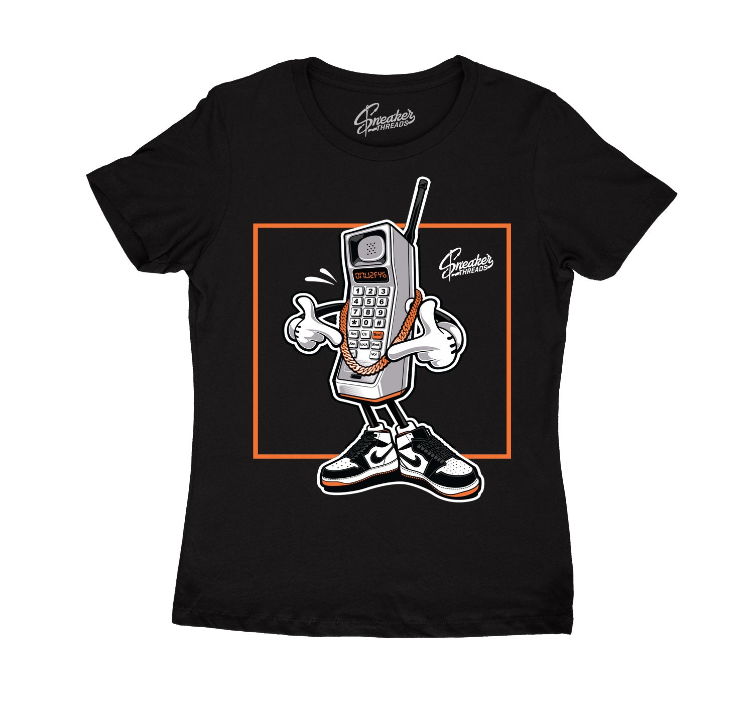 Womens Electro Orange 1 Shirt - OG Hustler - Black