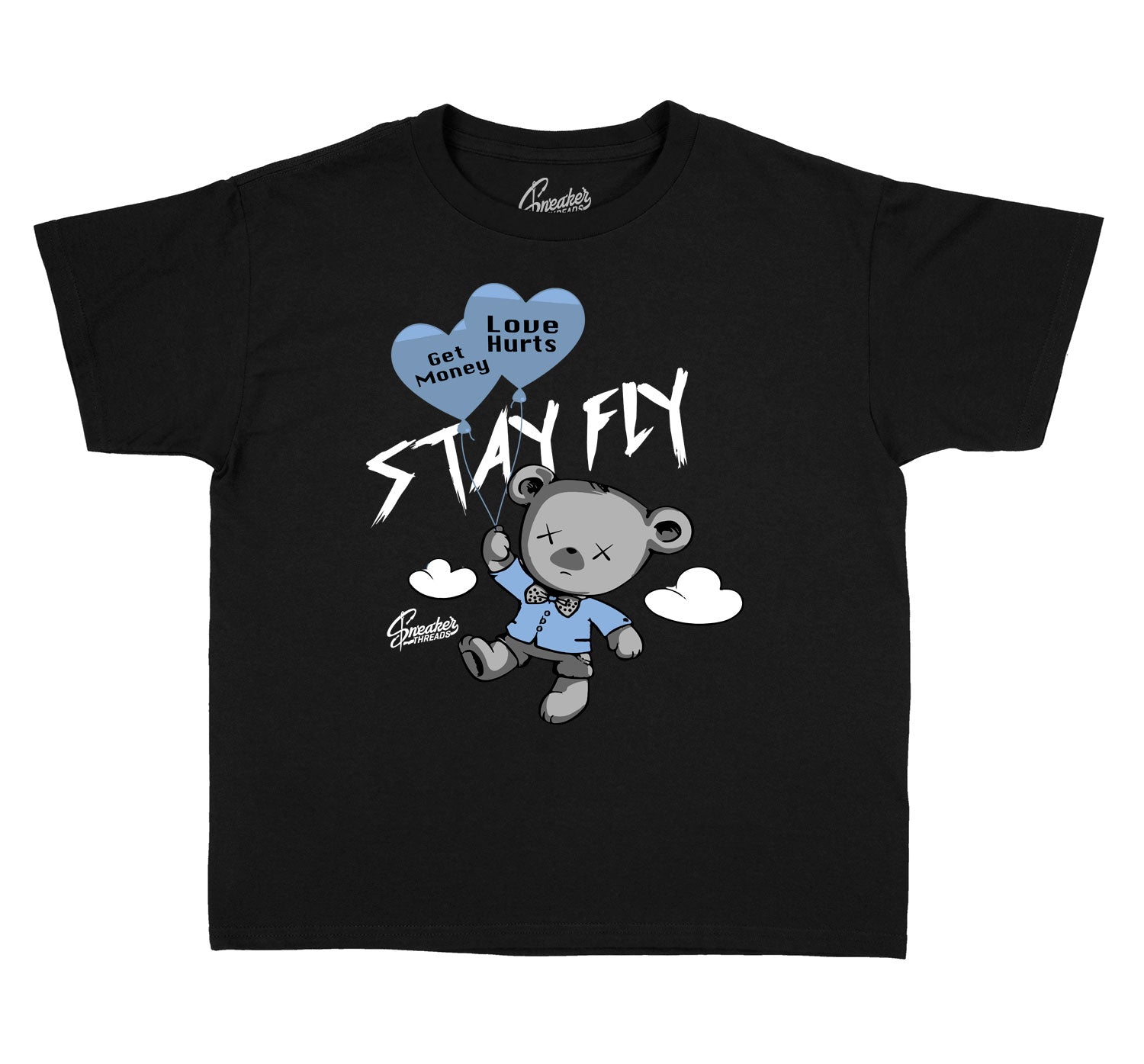 Jordan 4 University Blue sneaker collection matching kids tees