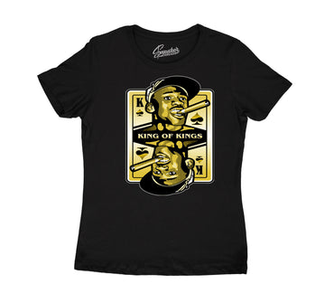 Womens Gold Glitter 13 Shirt - King Of Kings - Black